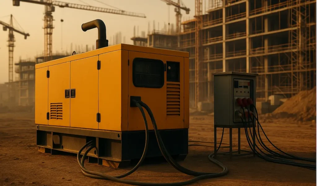Gruppo elettrogeno in funzione in cantiere
